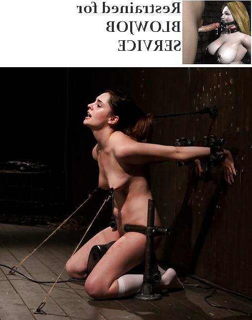 13P BDSM Institute restrained for blowjob