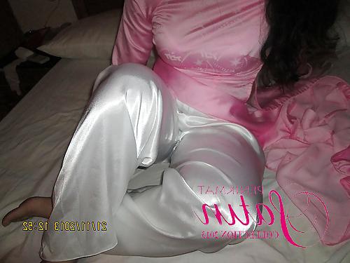11P White satin trousers