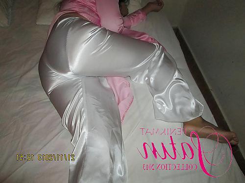 11P White satin trousers