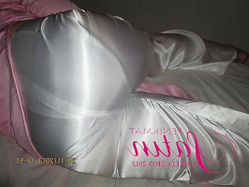 11P White satin trousers