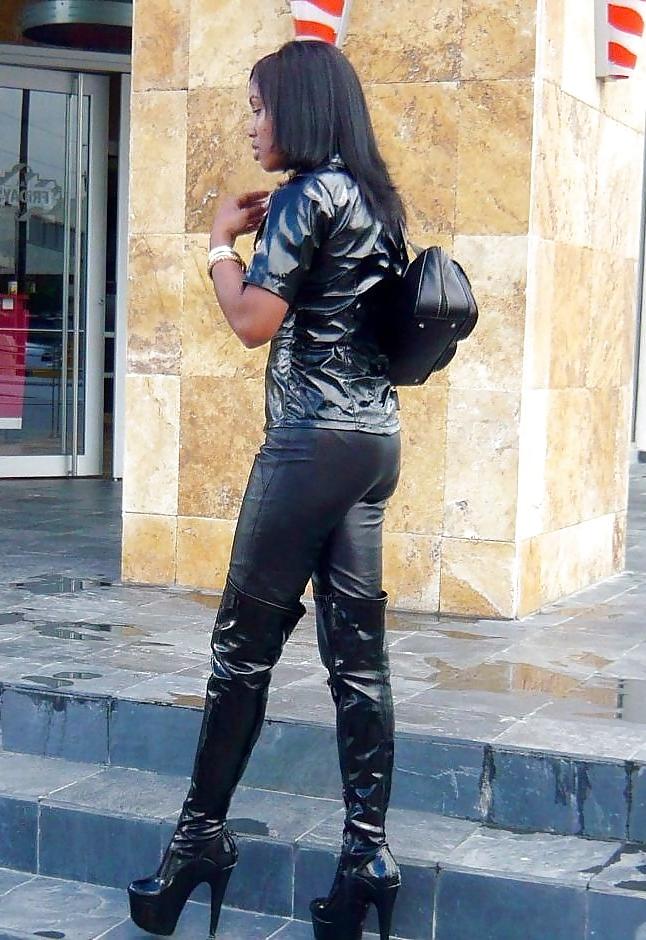 25P Wet-Look Spandex & Latex Leggings #2
