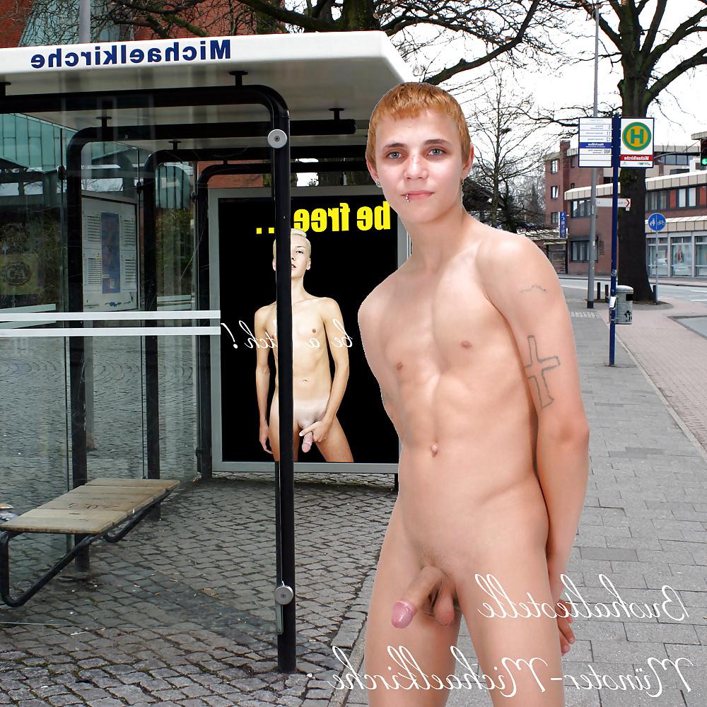 8P Nude on bus stop in Germany