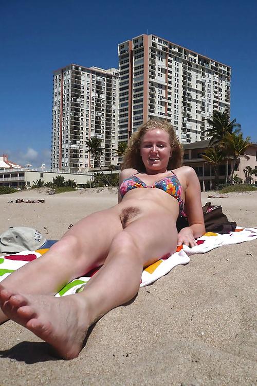 25P Bottomless and Hairy Sunbathing
