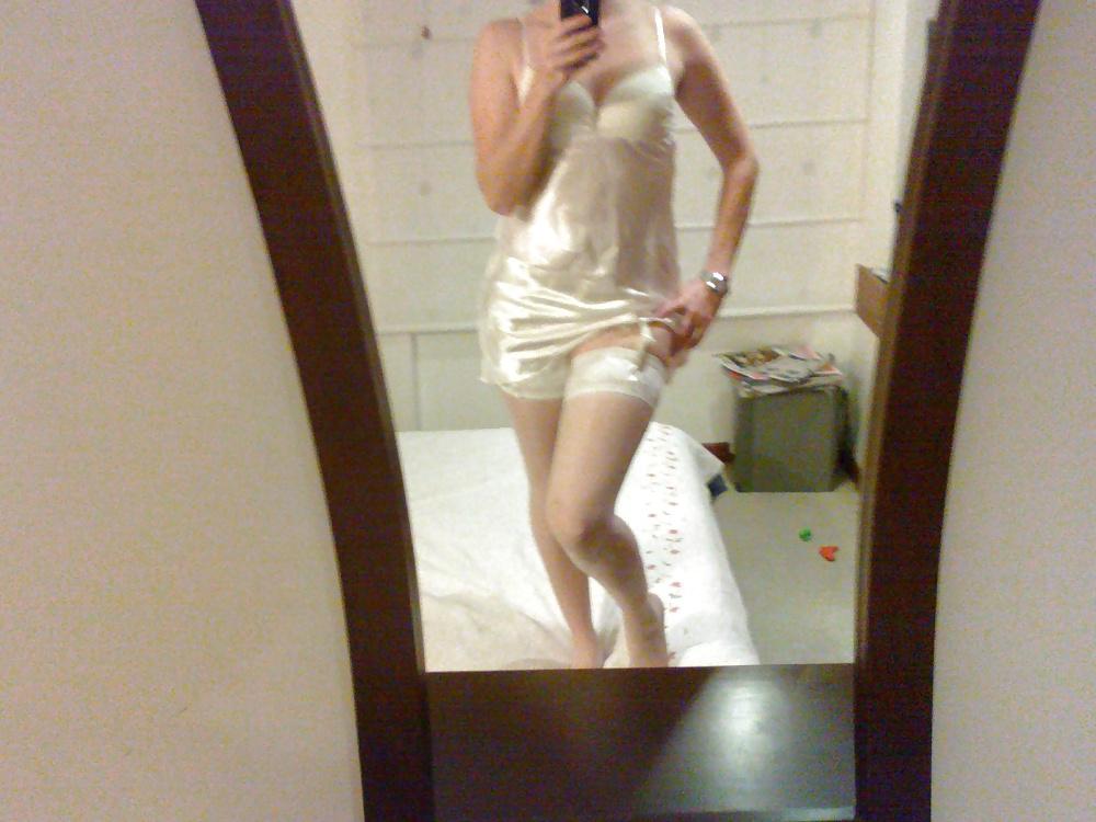 17P My friend posing in satin  for me