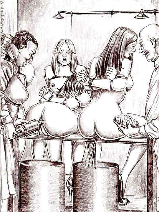 25P Erotic enema drawings