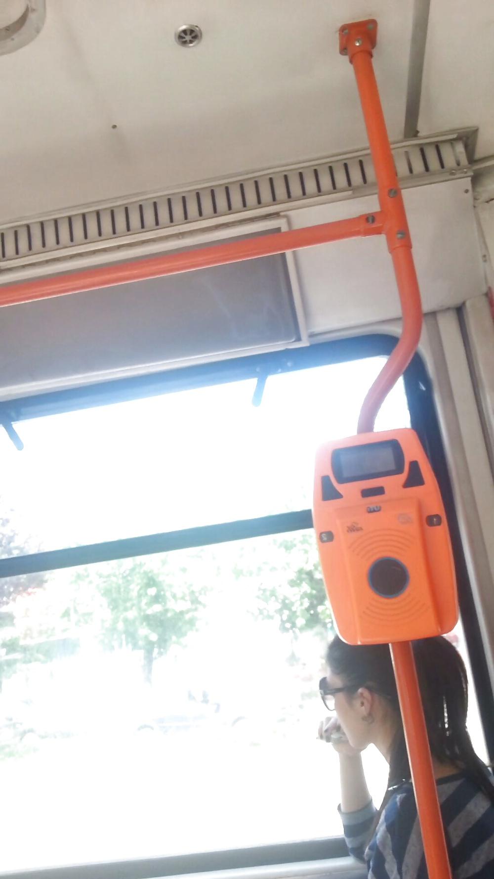 22P Spy old + young in bus, tram romanian