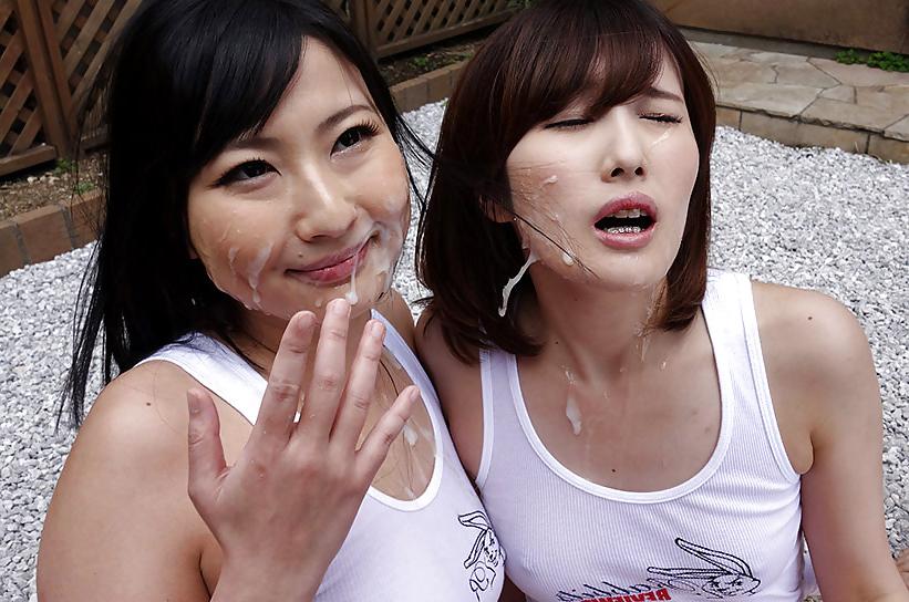 16P Japanese girl bukkake facial