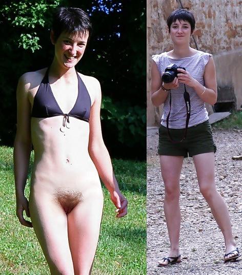 25P Bottomless and Hairy Dressed & Undressed