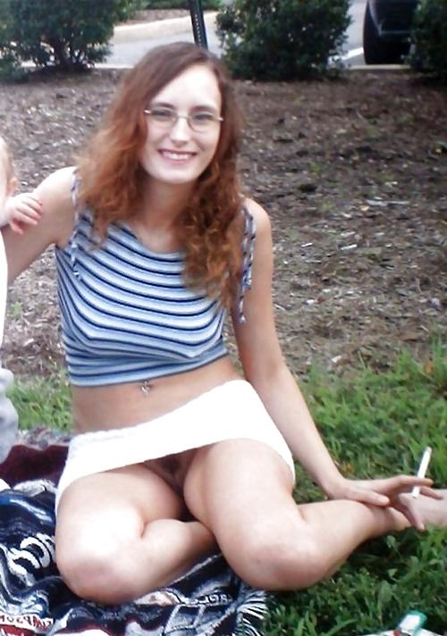 25P Bottomless and Hairy Smoking