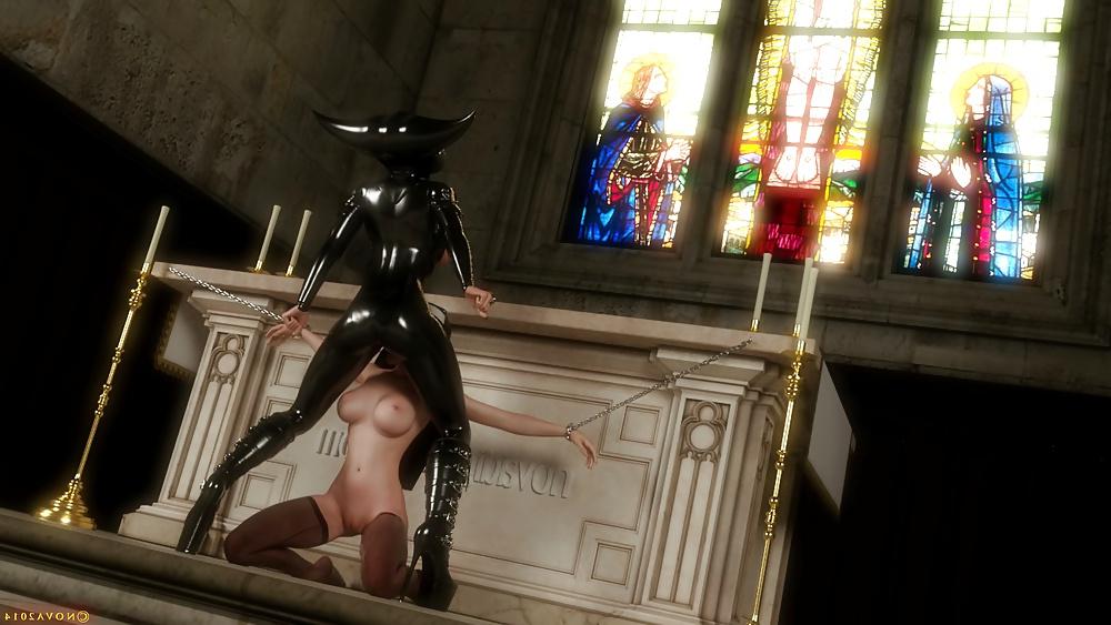 25P Latex Shemale Nun with Huge Cock Fucks Female