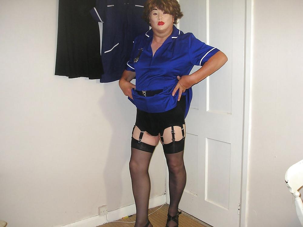 22P Nurse from work wearing black underwear.