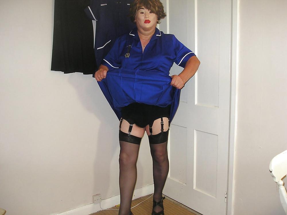22P Nurse from work wearing black underwear.