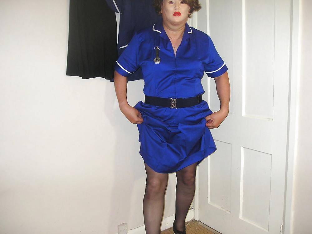 22P Nurse from work wearing black underwear.