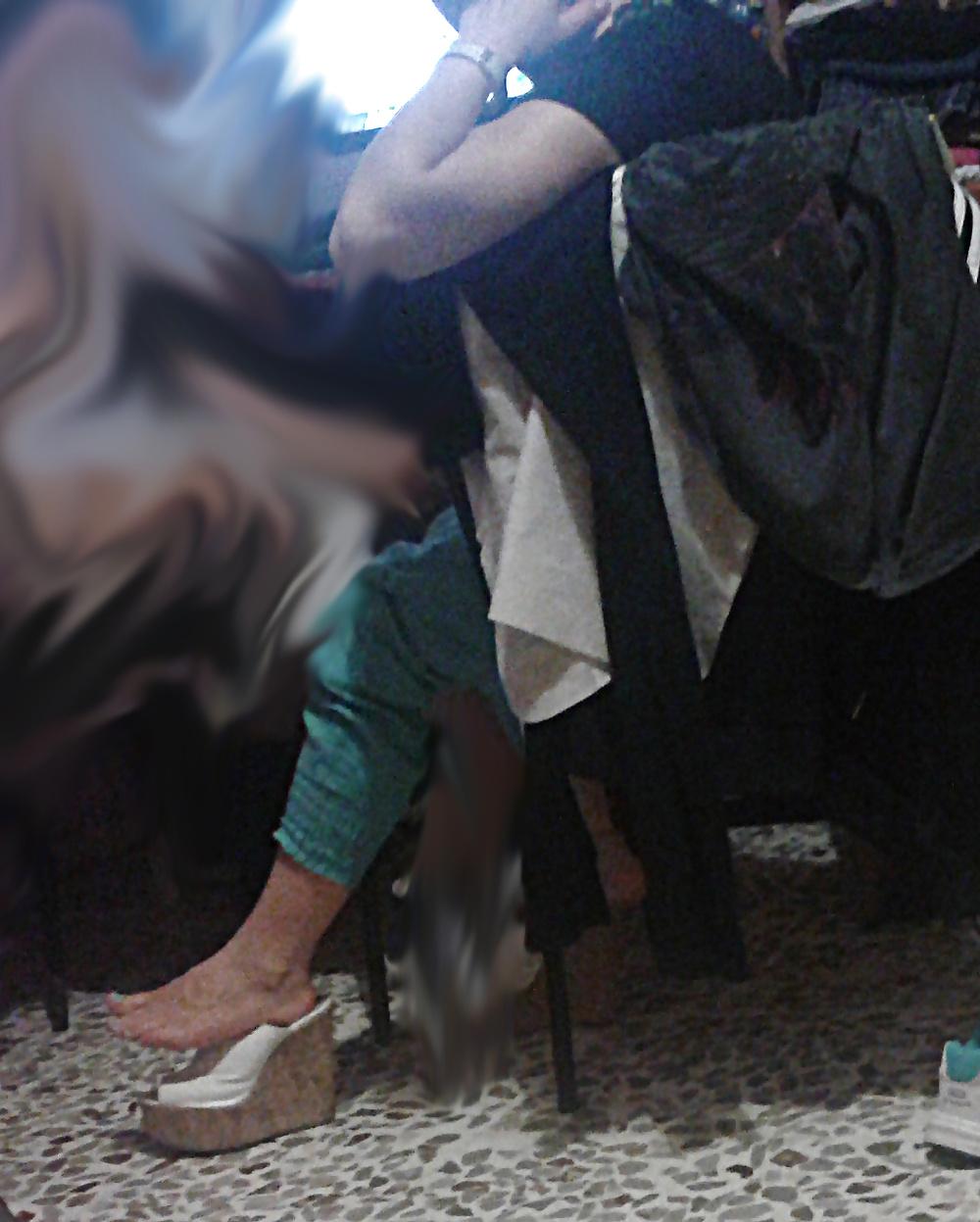 4P My sister in law's feet with fishnet tights ..