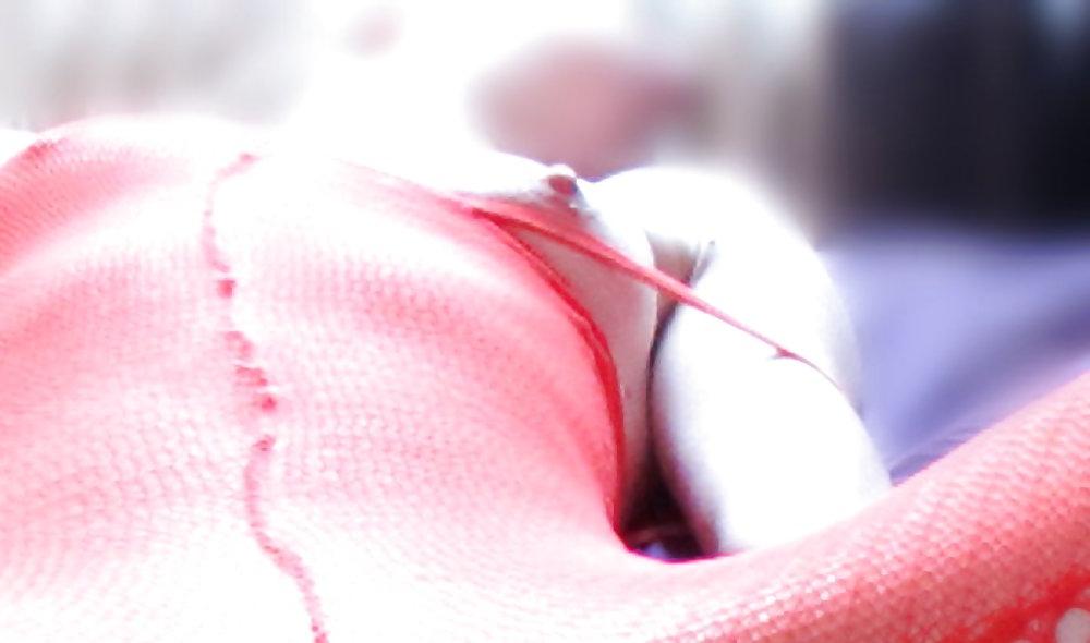13P Teasing in my red fishnet