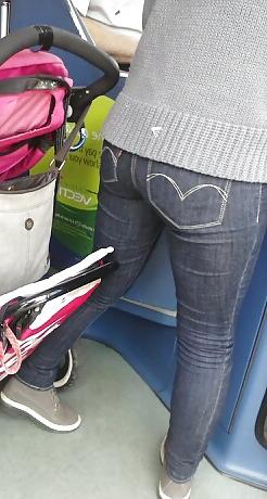12P Tight Levi's Jeans Candid on bus