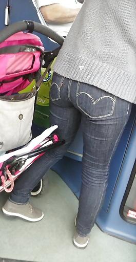 12P Tight Levi's Jeans Candid on bus