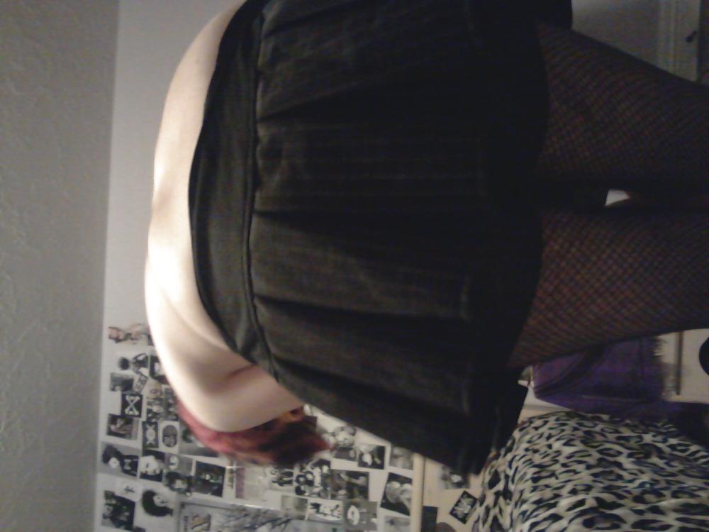 6P Me in my skirt and fishnet tights
