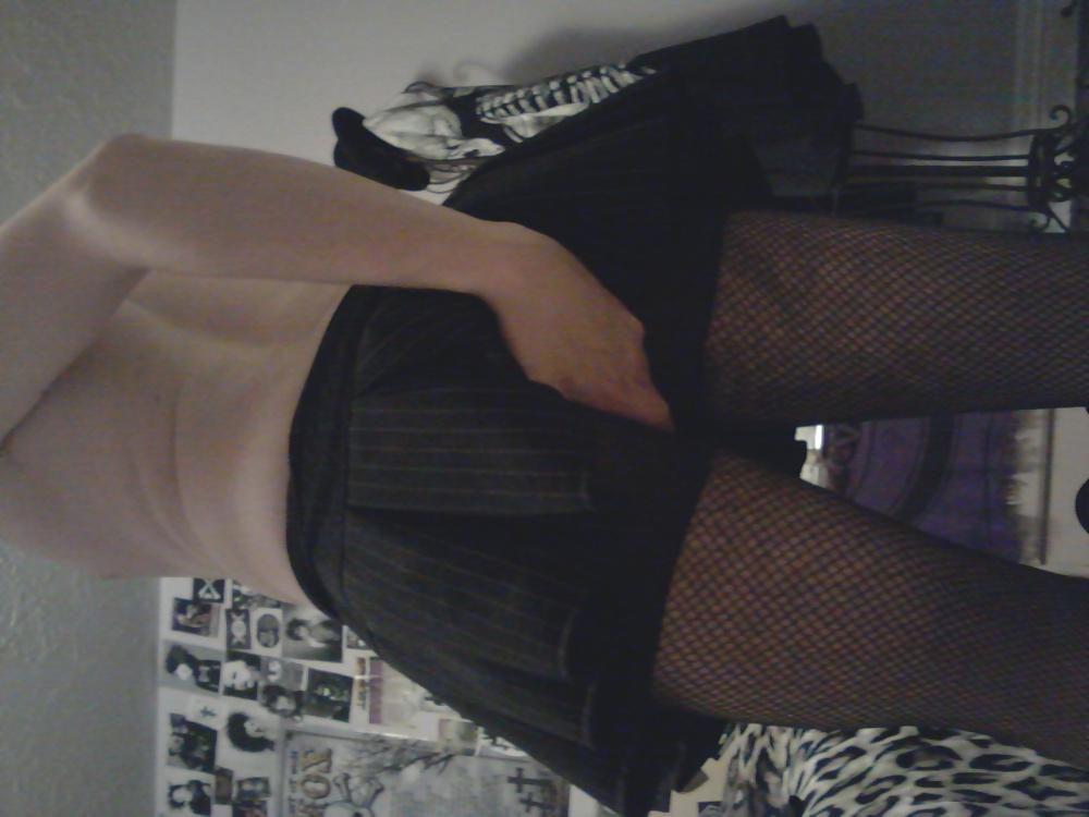 6P Me in my skirt and fishnet tights