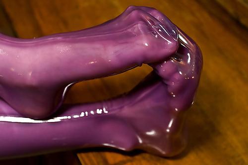 17P Latex stockings put