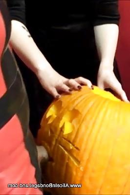 10P Halloween Pumpkin Fucking Sissy Humiliation FemDom Threesome