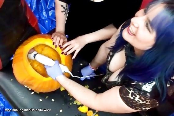 10P Halloween Pumpkin Fucking Sissy Humiliation FemDom Threesome
