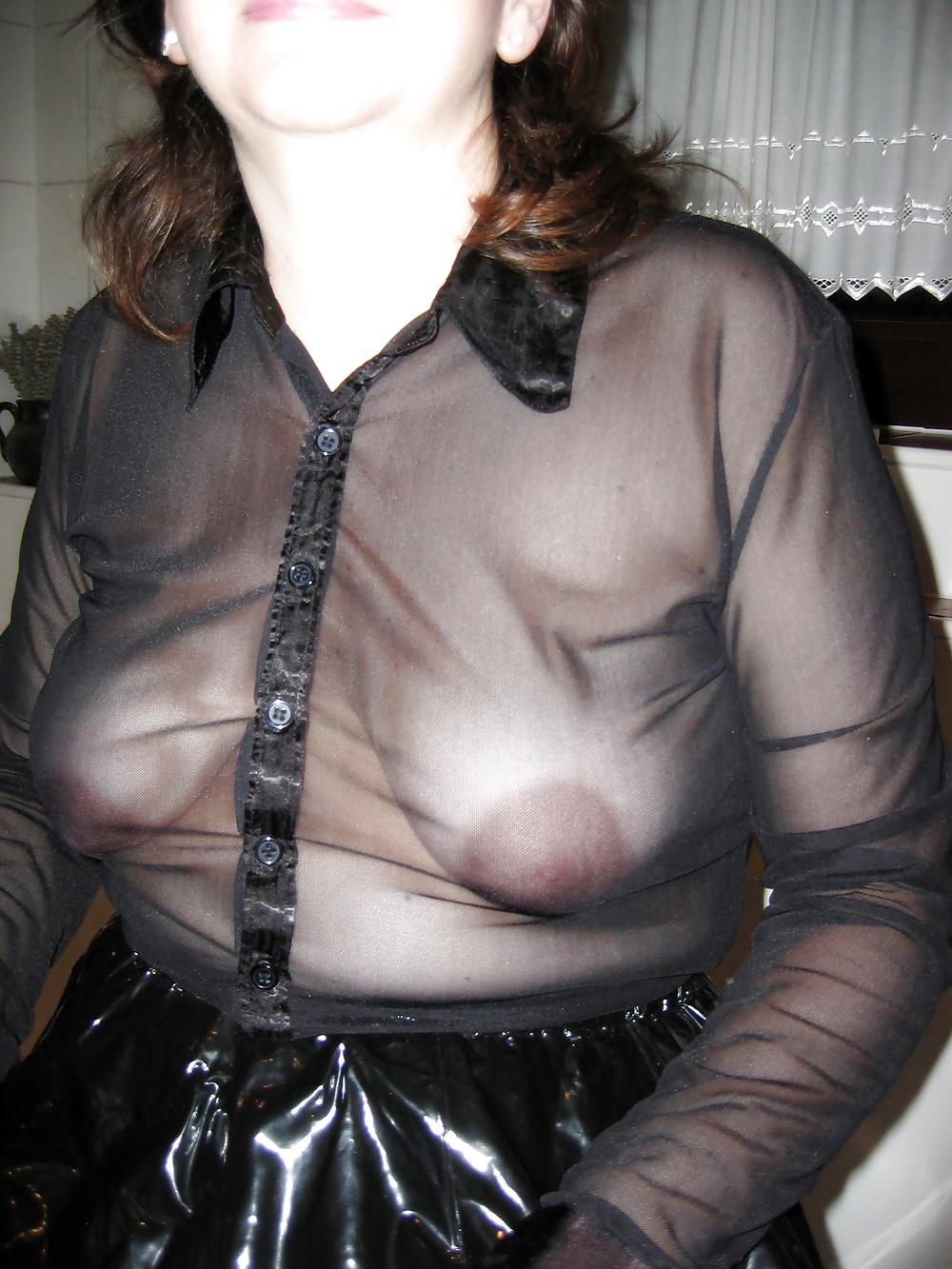 22P Hairy Housewife transparent blouse and pvc
