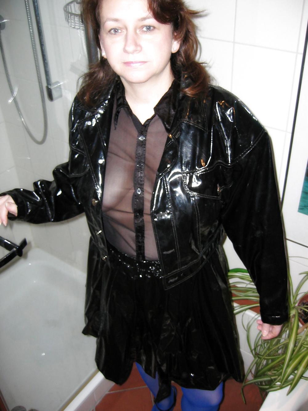22P Hairy Housewife transparent blouse and pvc