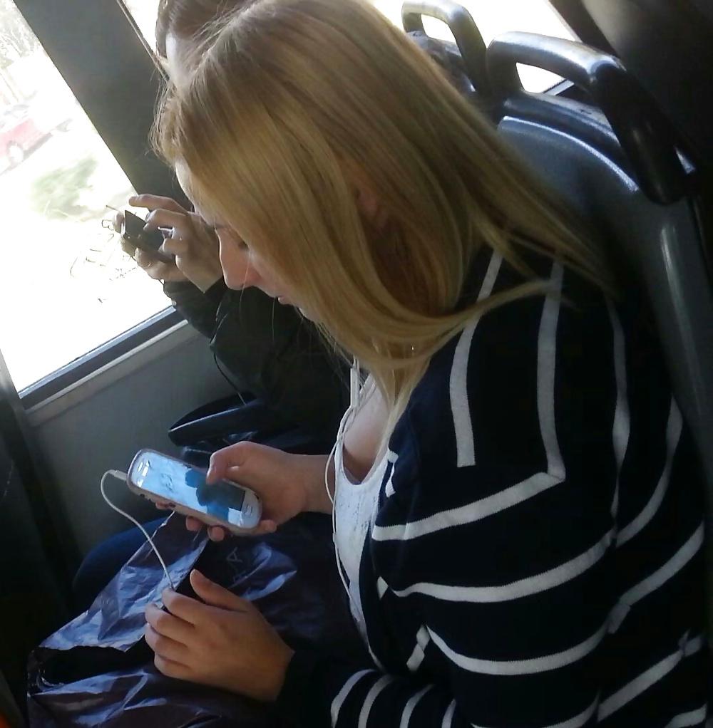 24P Spy old + young sexy bust in bus romanian