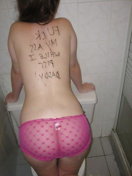 25P Sluts with signs and body writing