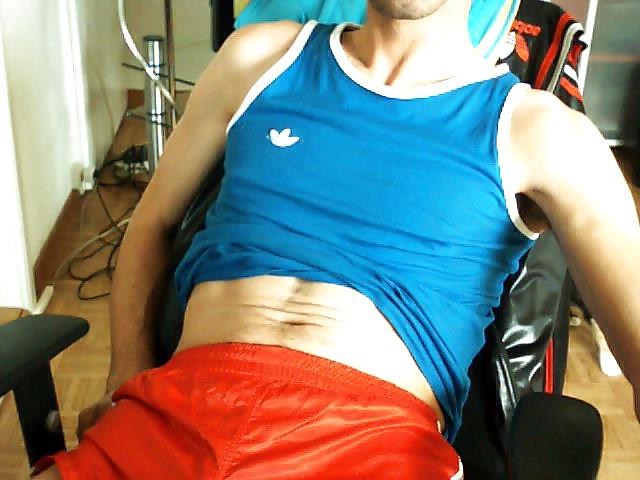 10P Red adidas gloss shorts 