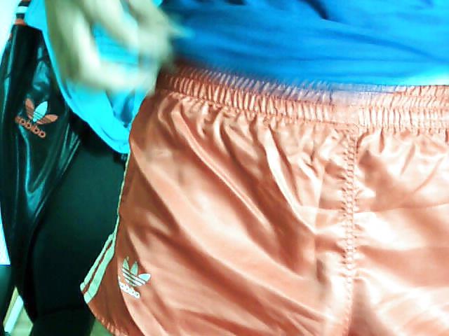 10P Red adidas gloss shorts 