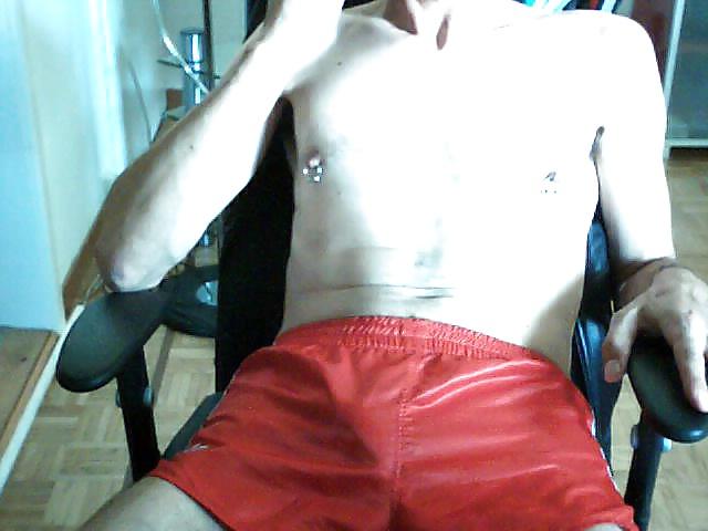 10P Red adidas gloss shorts 