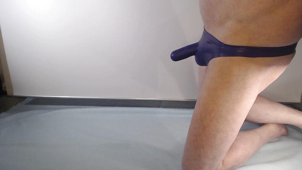 15P Purple, smaller Latex Panties with a short Penis sheath