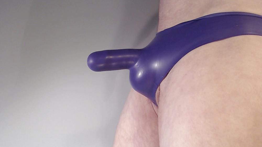 15P Purple, smaller Latex Panties with a short Penis sheath