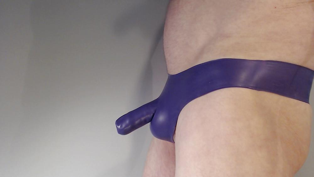 15P Purple, smaller Latex Panties with a short Penis sheath
