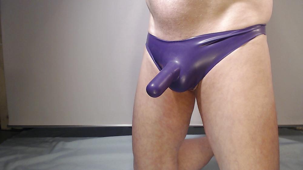15P Purple, smaller Latex Panties with a short Penis sheath