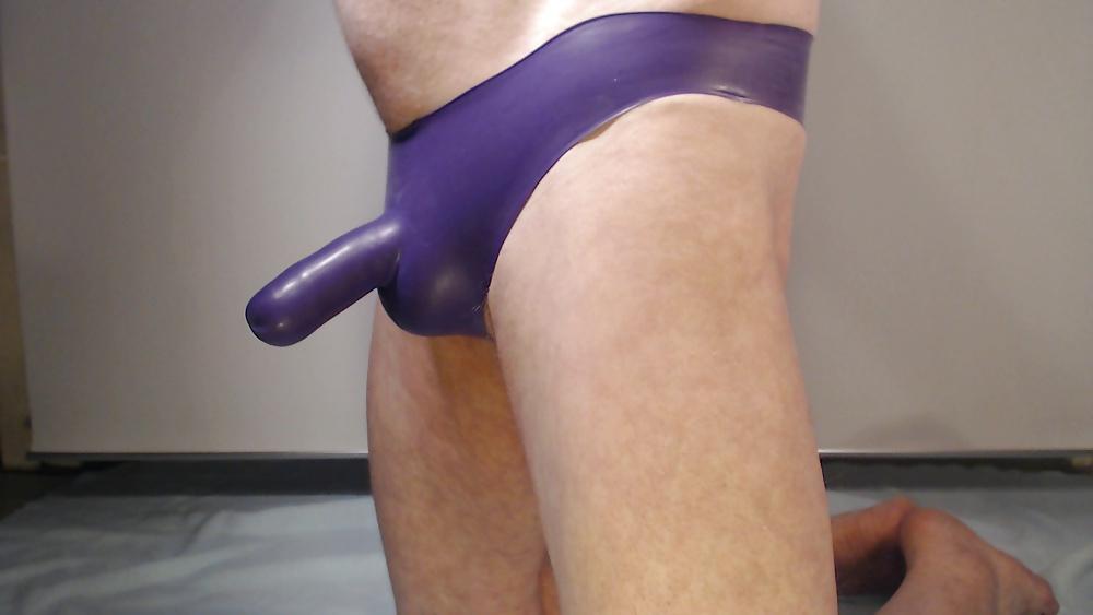 15P Purple, smaller Latex Panties with a short Penis sheath
