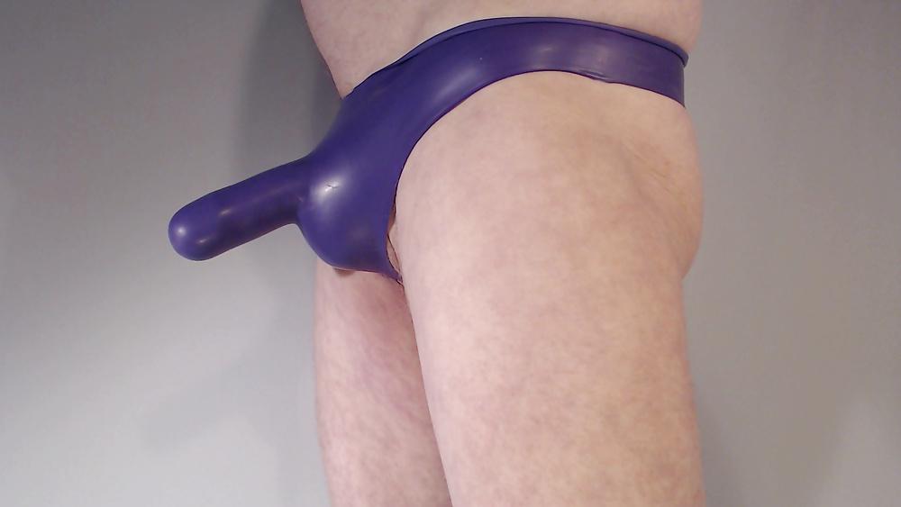 15P Purple, smaller Latex Panties with a short Penis sheath