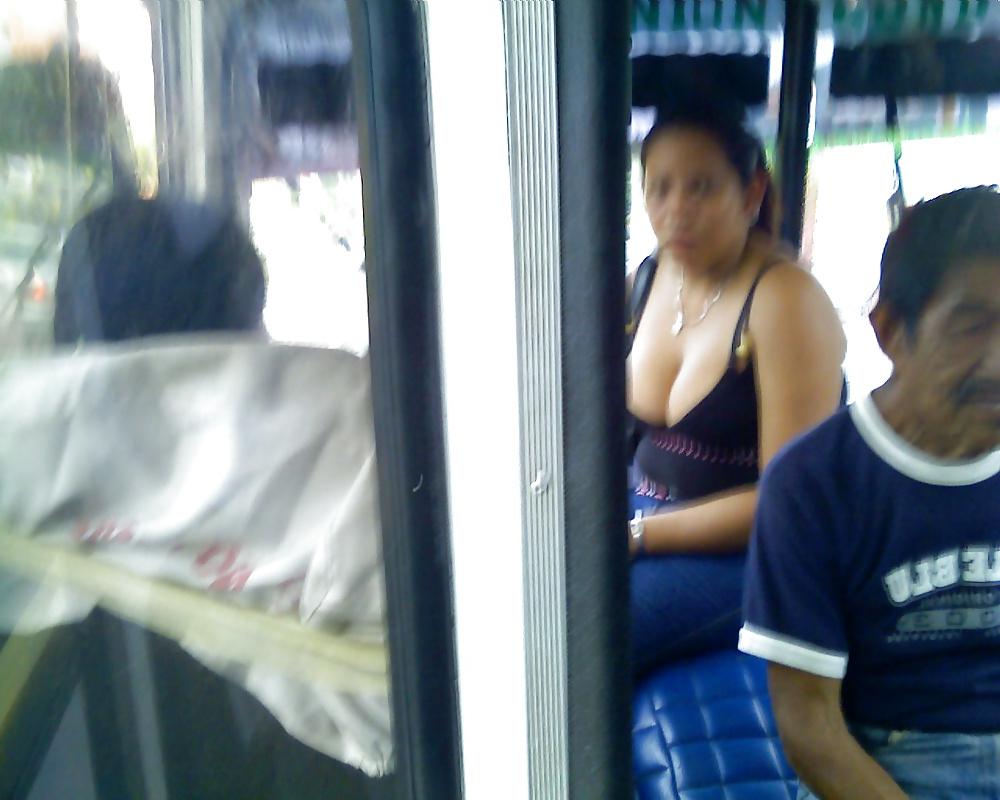 6P Huge Candid Cleavage on Bus