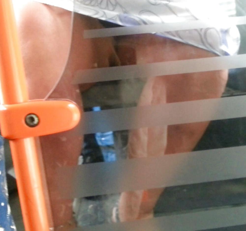 7P Spy feet and sexy skirt mature in bus romanian