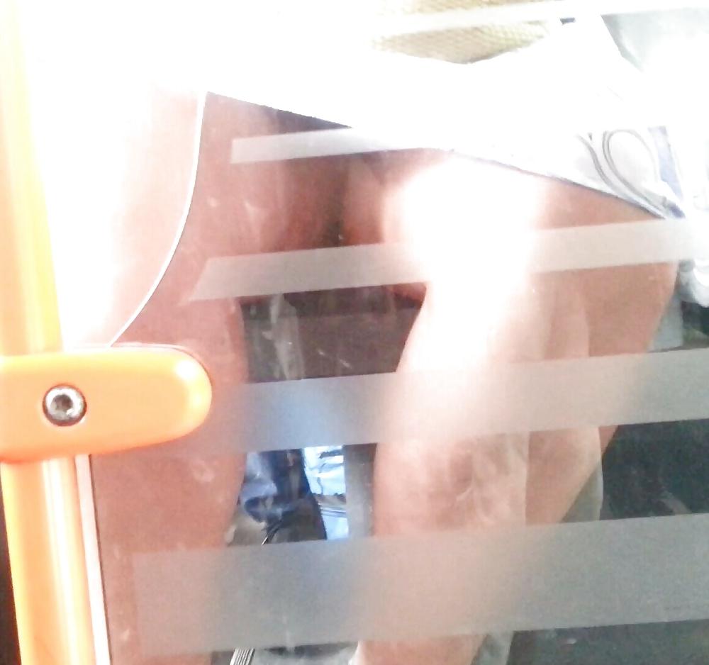 7P Spy feet and sexy skirt mature in bus romanian
