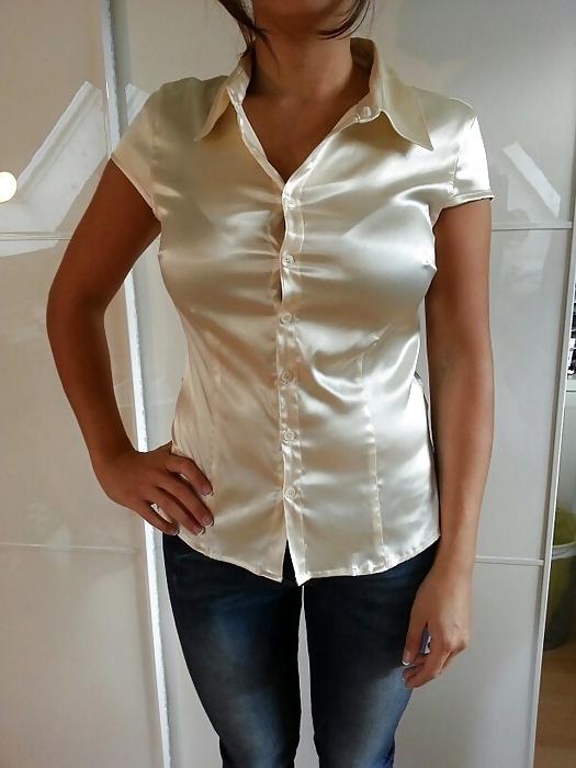 25P Light Colored Satin Blouses