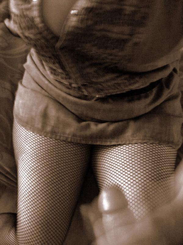6P My sexy wife in black fishnet stockings Mmmmm