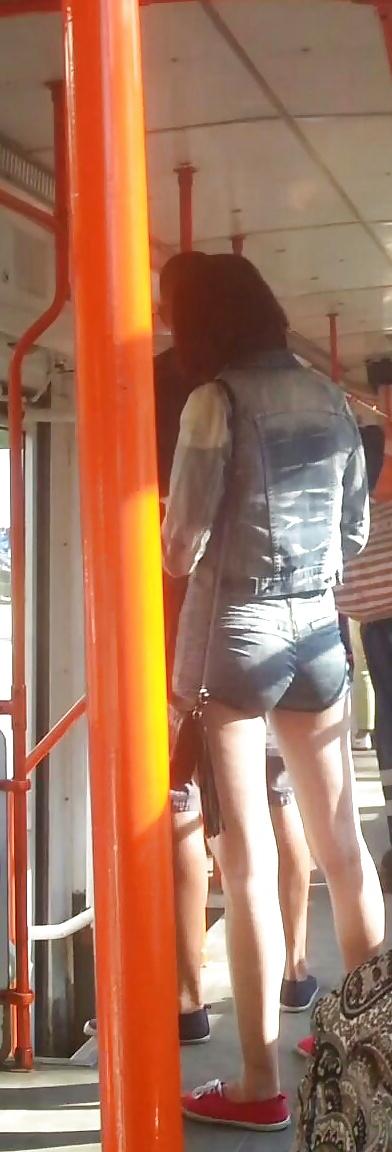 21P Spy old + young in tram and bus romanian
