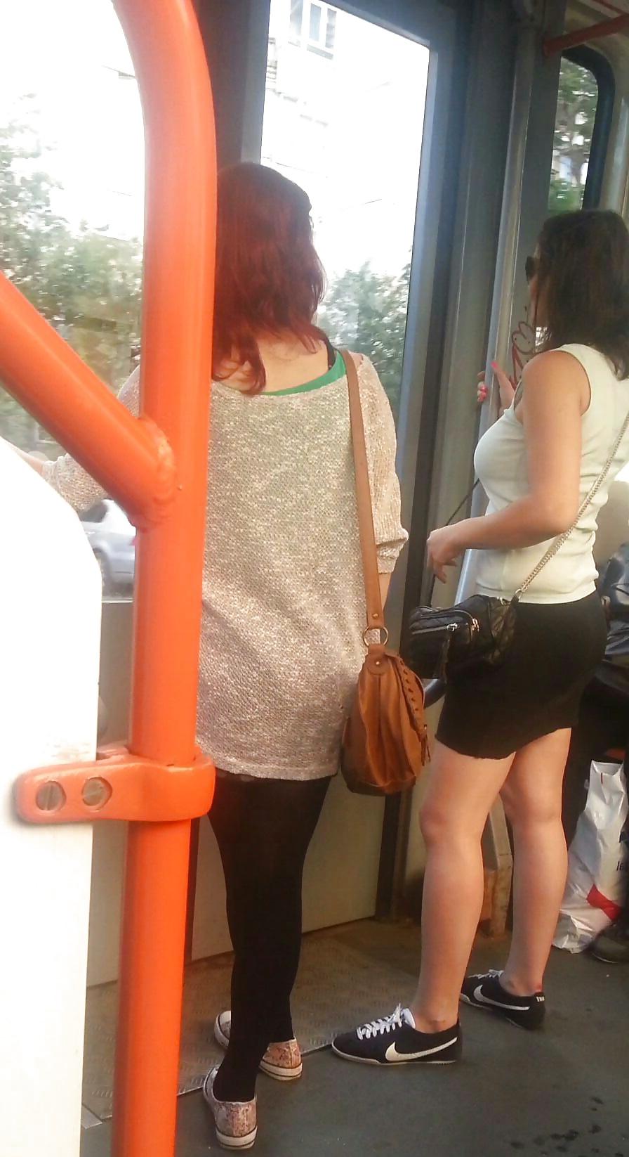 21P Spy old + young in tram and bus romanian