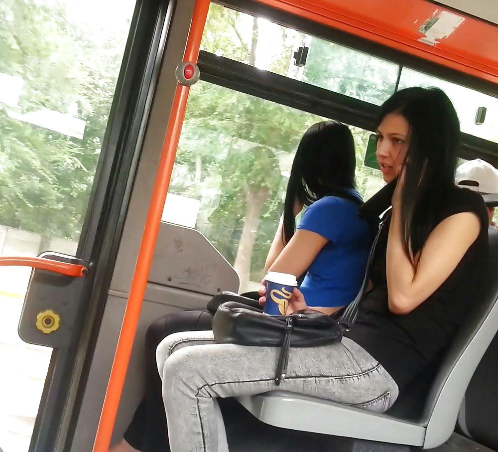 21P Spy old + young in tram and bus romanian