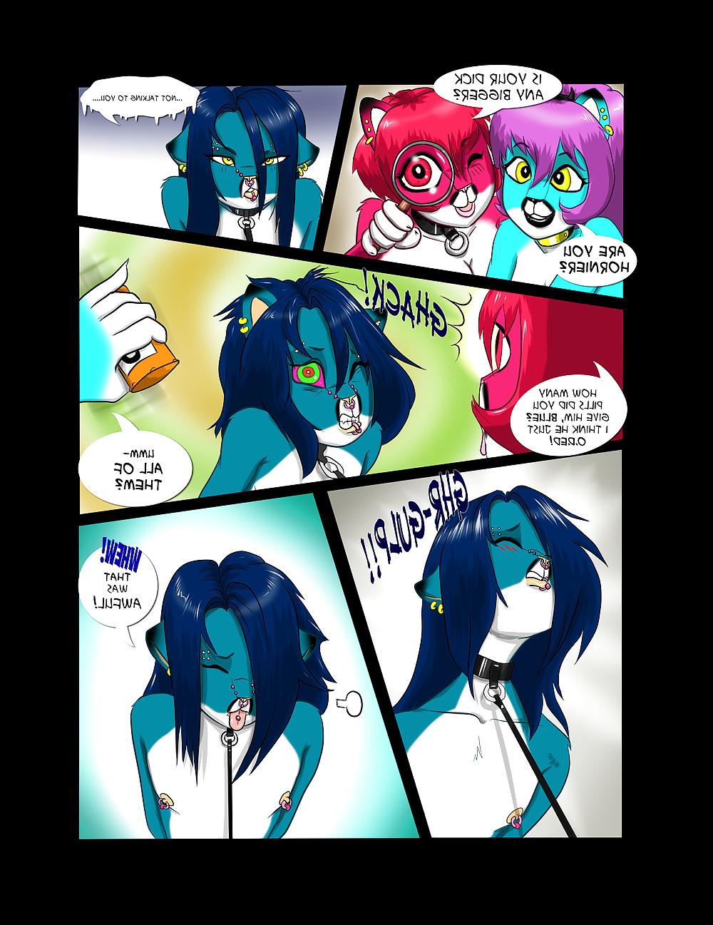 22P A milky naughty catboy and two vixens - furry doujin femdom