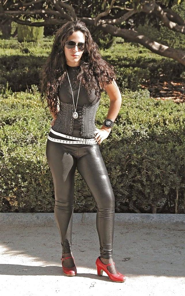 25P Wet-Look Spandex & Latex Leggings #7