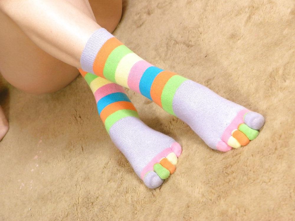 25P Russian amateur Elvira wearing her striped socks